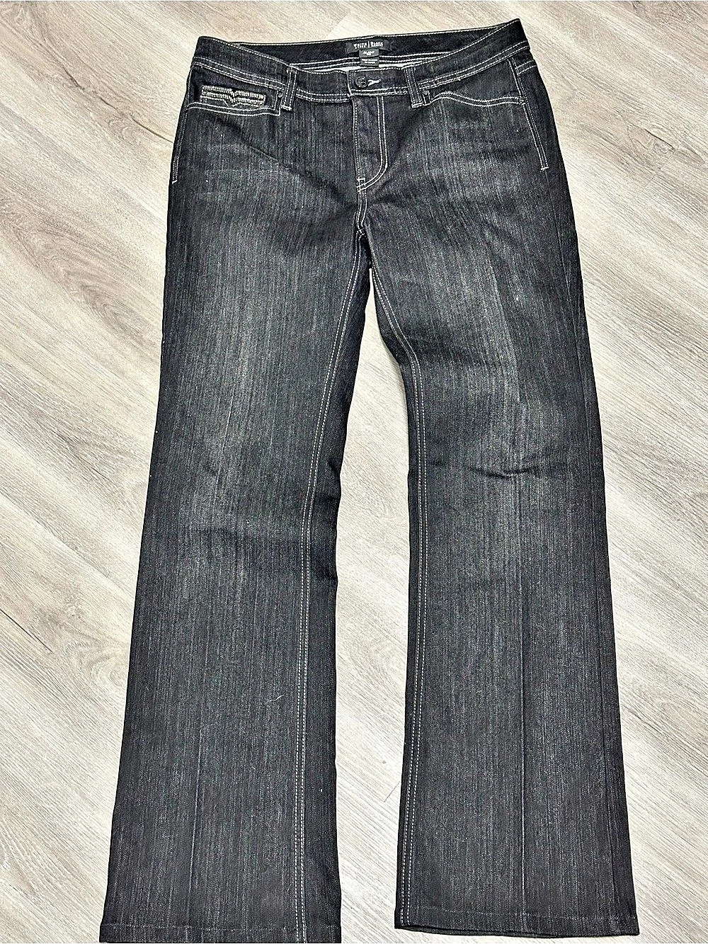 White House Black Market Blanc Noir Boot Cut Rhinestone Jeans in Black Size 8R